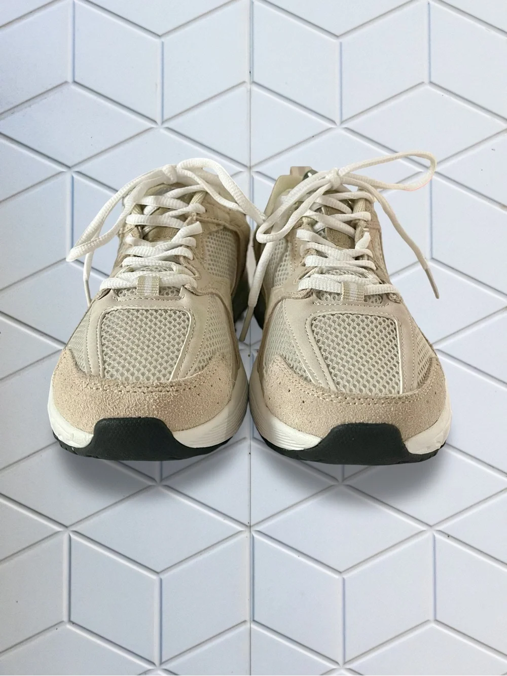 Avia 5000 Performance Suede Sneakers Sz8 Beige Mesh Chunky Dad